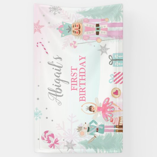 Nutcracker Birthday Girl Land of Sweets Backdrop B Spandoek (Verticaal)