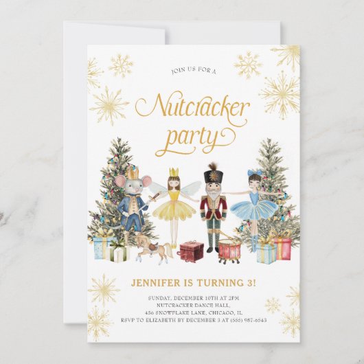 Nutcracker Birthday Party Invitation Kaart (Voorkant)