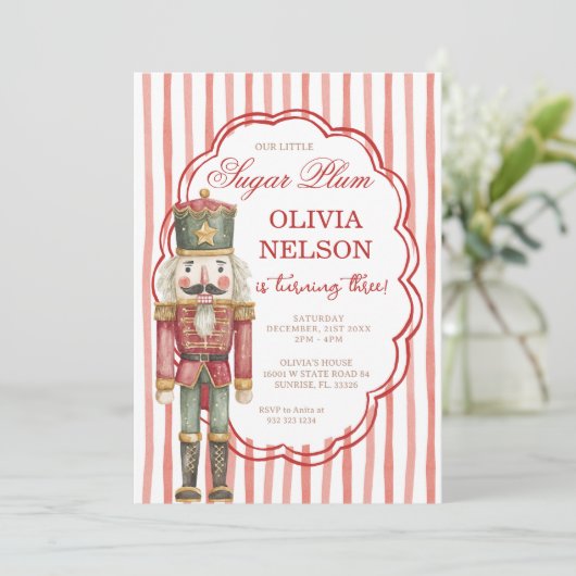 Nutcracker Birthday Sugar Plum Ballet Invitation Kaart (Staand voorkant)