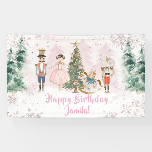 Nutcracker Birthday Sugar Plum Party Spandoek (Horizontaal)