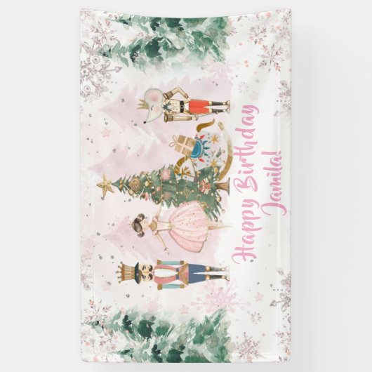 Nutcracker Birthday Sugar Plum Party Spandoek (Verticaal)