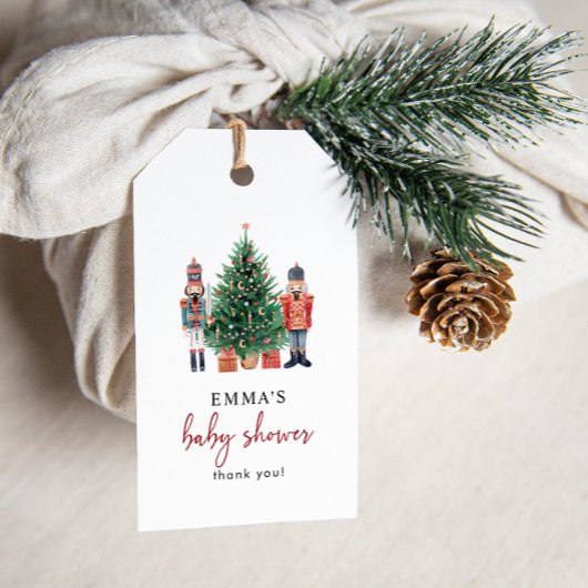 Nutcracker cadeautag voor babyshower cadeaulabel