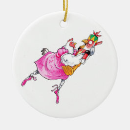 Nutcracker Chicken Ceramic Chritnas Ornament