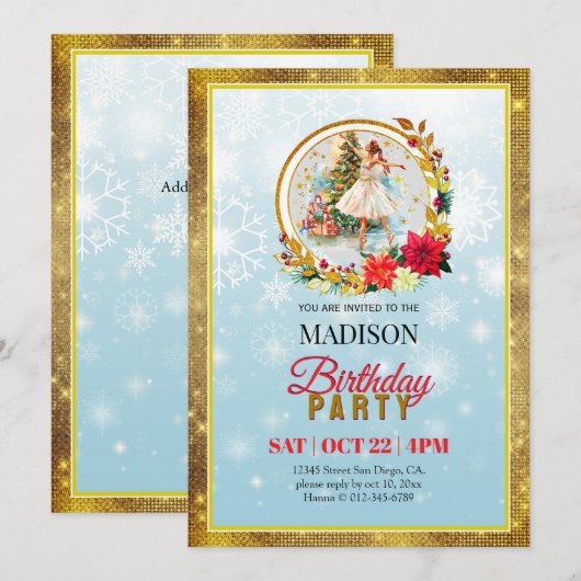 Nutcracker Christmas Ballerina Birthday Feestdagenkaart (Voorkant / Achterkant)