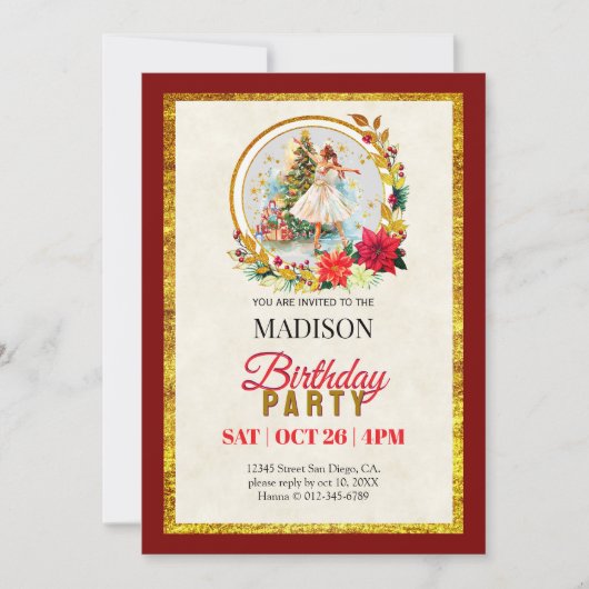 Nutcracker Christmas Ballerina Birthday Feestdagenkaart (Voorkant)