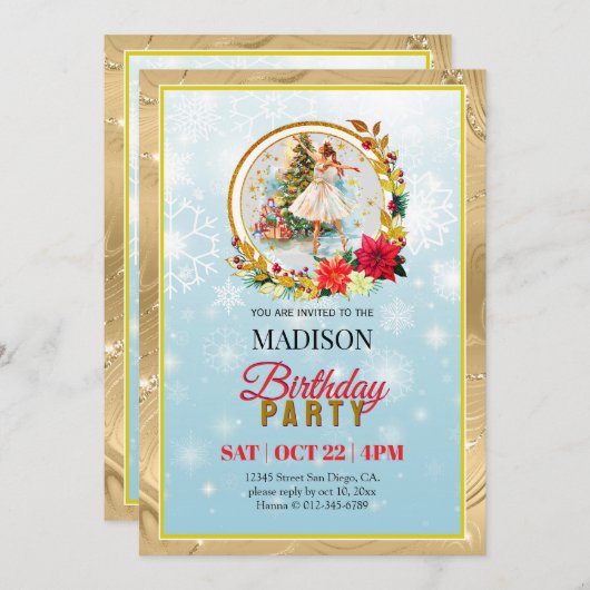 Nutcracker Christmas Ballerina Birthday Feestdagenkaart (Voorkant / Achterkant)