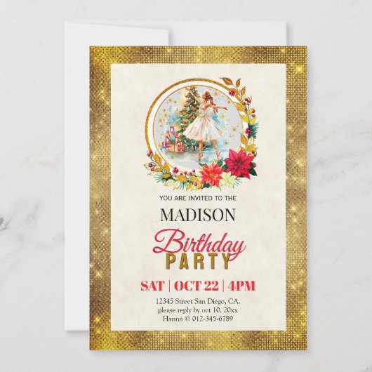 Nutcracker Christmas Ballerina Birthday Feestdagenkaart (Voorkant)