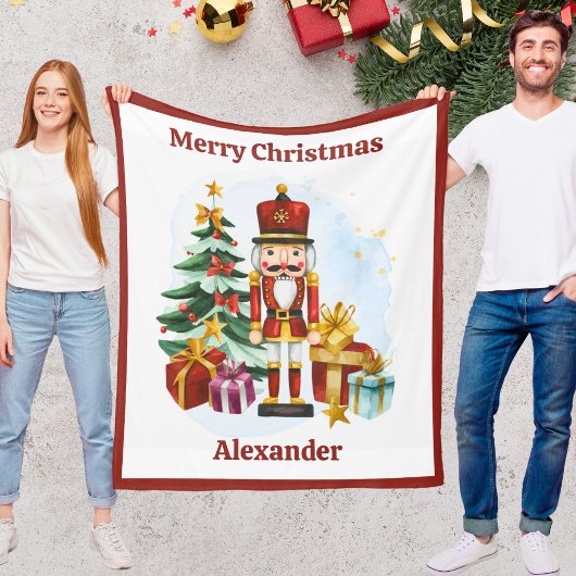 Nutcracker Christmas Blanket for Kids With Name Fleece Deken