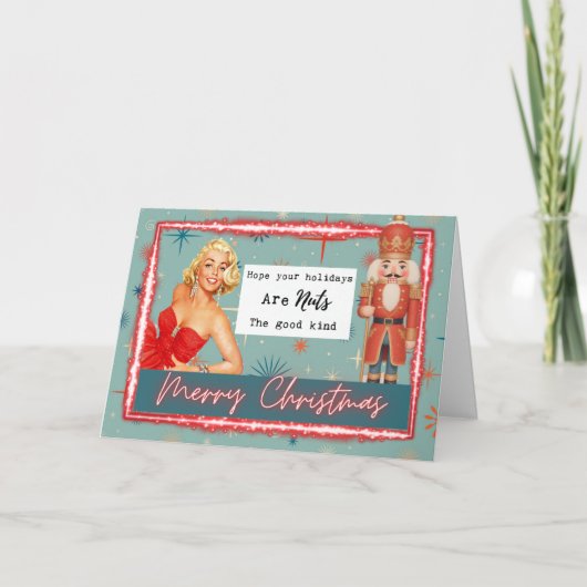 Nutcracker Christmas Card - Funny - Retro - Bestie Kaart (Voorkant)