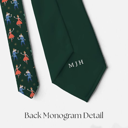 Nutcracker Christmas Cocktails Pattern w/ Monogram Stropdas