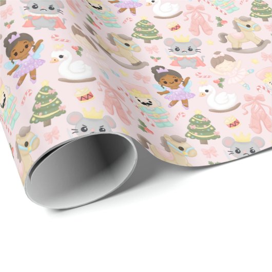 Nutcracker Christmas Cute Hand-Drawn Pastel  Cadeaupapier (Rol Hoek)