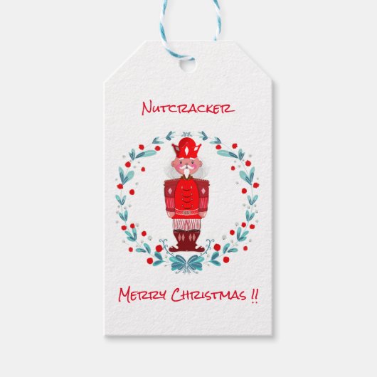 Nutcracker Christmas Greeting Card Festive Holiday Cadeaulabel (Voorkant)