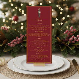 Nutcracker Christmas Holiday Dinner Red Menu Kaart