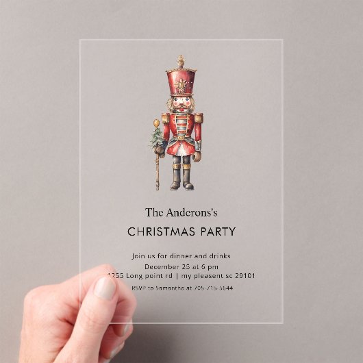Nutcracker Christmas Party  Acryl Uitnodigingen (Insitu (Draagbaar))