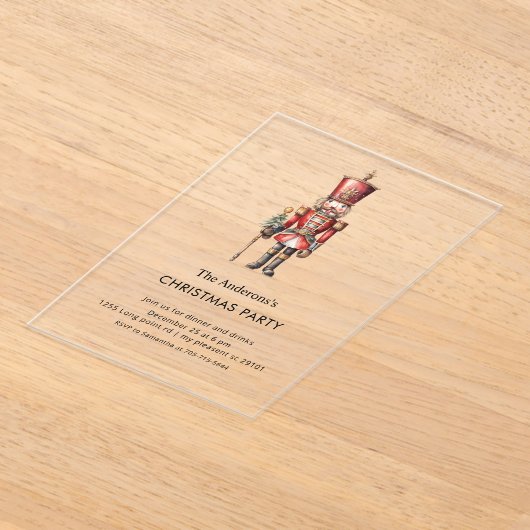 Nutcracker Christmas Party Acryl Uitnodigingen (Laagn)