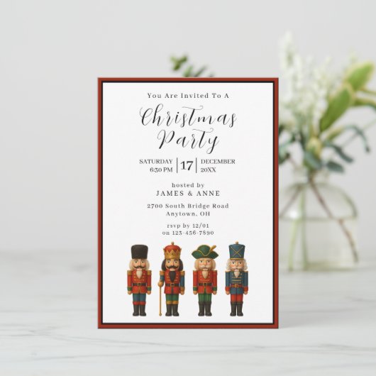 Nutcracker Christmas Party Invitation Kaart (Staand voorkant)