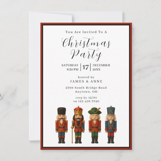 Nutcracker Christmas Party Invitation Kaart (Voorkant)