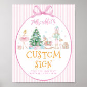 Nutcracker Christmas Pink Bow Birthday Custom Sign Poster (Voorkant)