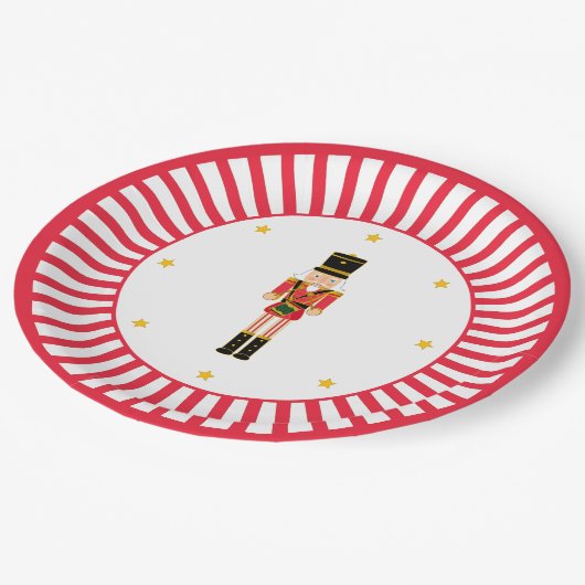 Nutcracker Christmas Plate Red and White Papieren Bordje (Gekanteld)