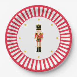 Nutcracker Christmas Plate Red and White Papieren Bordje