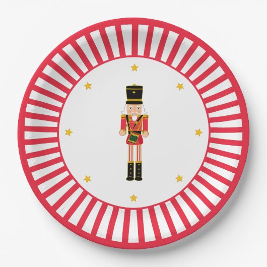 Nutcracker Christmas Plate Red and White Papieren Bordje (Voorkant)
