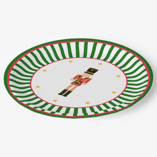 Nutcracker Christmas Plate Red Green and White Papieren Bordje (Gekanteld)
