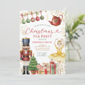 Nutcracker Christmas Tea Party Sweets Ballerina Kaart (Staand voorkant)