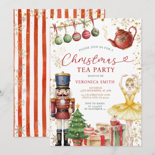 Nutcracker Christmas Tea Party Sweets Ballerina Kaart (Voorkant / Achterkant)