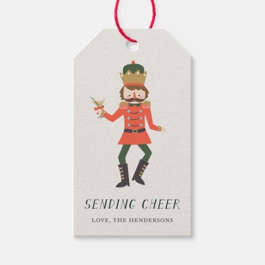 Nutcracker Cocktail "Kerstgroet" Kerstmis Cadeaulabel (Voorkant)