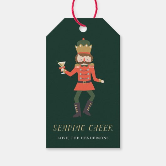Nutcracker Cocktail "Sending Cheer" Kerstmis Cadeaulabel (Voorkant)