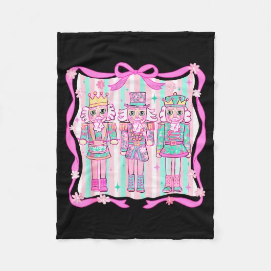 Nutcracker Coquette Nk Bow Xmas Holiday Merry Chri Fleece Deken (Voorkant)