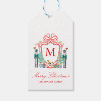 Nutcracker Crest Monogram Aangepaste Kerstcadeauta Cadeaulabel