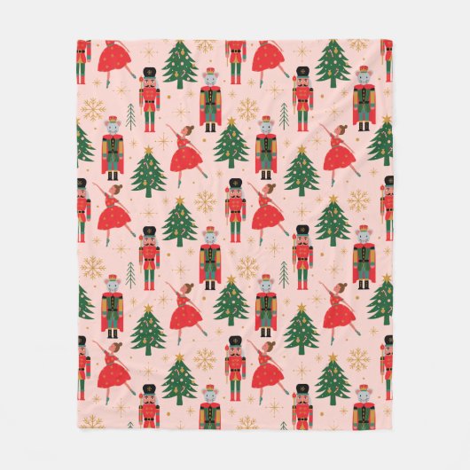 Nutcracker Cute Pink kerst Fleece Deken (Voorkant)