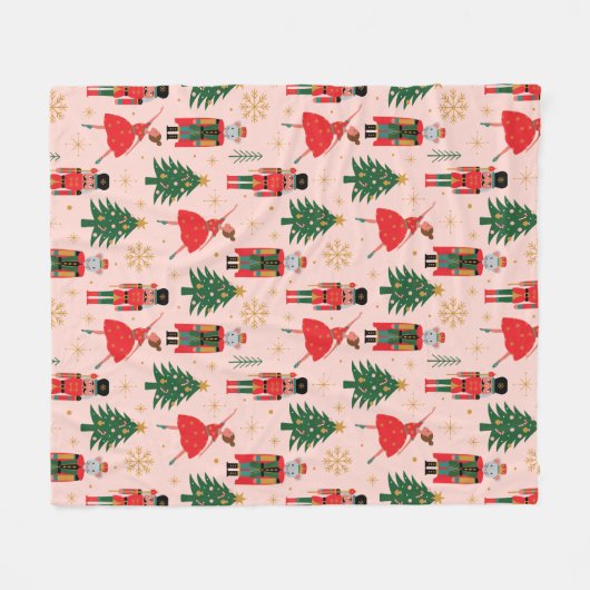 Nutcracker Cute Pink kerst Fleece Deken (Voorkant (Horizontaal))