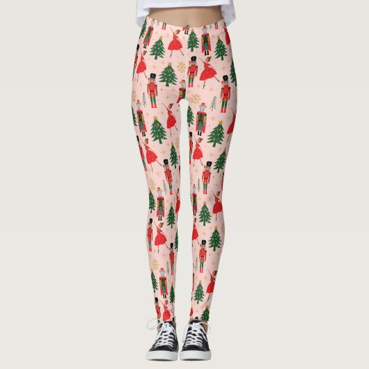 Nutcracker Cute Pink kerst Leggings (Voorkant)