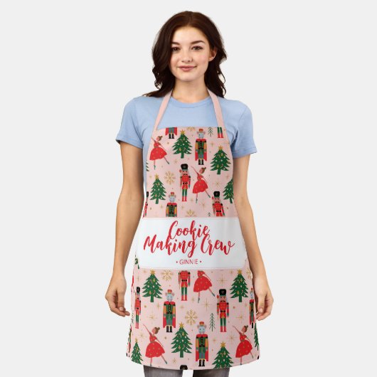 Nutcracker Cute Pink kerst Schort (Gedragen)