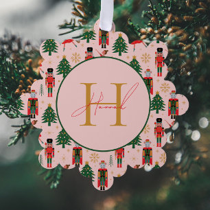 Nutcracker Cute Roze kerstpapier Ornament Kaart