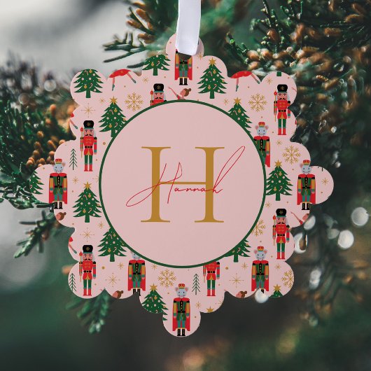 Nutcracker Cute Roze kerstpapier Ornament Kaart