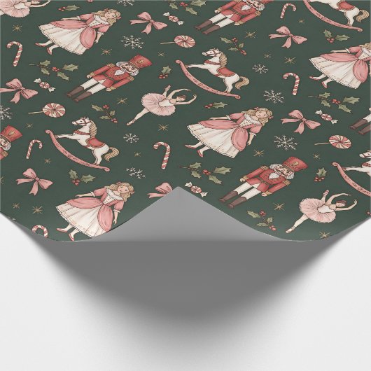 Nutcracker Elegant Ballet Christmas Cadeaupapier (Hoek)
