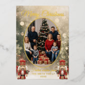Nutcracker Family Photo Merry Christmas Folie Feestdagenkaart (Voorkant)