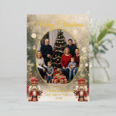 Nutcracker Family Photo Merry Christmas Folie Feestdagenkaart (Staand Voorkant)