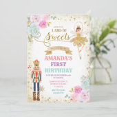 Nutcracker Floral Gold Snowflakes Winter Birthday Kaart (Staand voorkant)