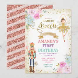 Nutcracker Floral Gold Snowflakes Winter Birthday  Kaart