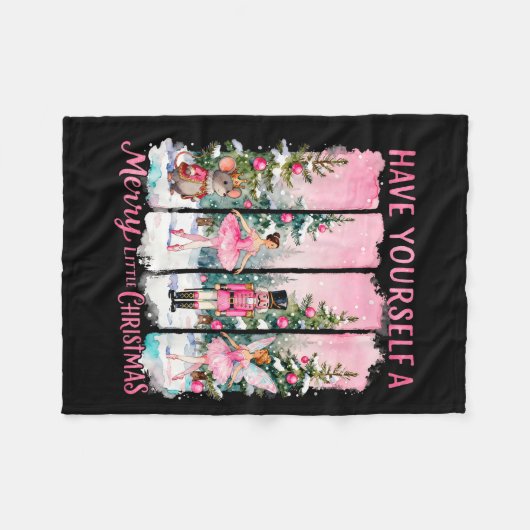 Nutcracker Friends Snow Globe Nk Coquette Bow Chri Fleece Deken (Voorkant (Horizontaal))