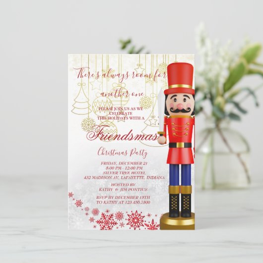 Nutcracker Friendsmas - Uitnodiging voor kerstfees (Staand voorkant)