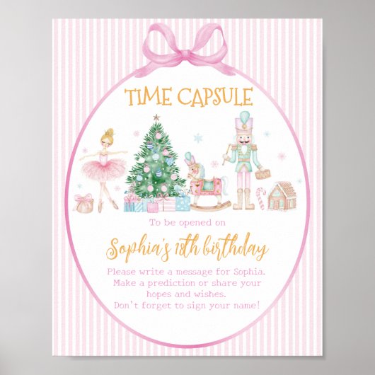 Nutcracker Girl Birthday Time Capsule Sign Poster (Voorkant)