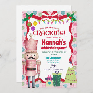 Nutcracker girl Christmas birthday invite. Kaart