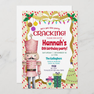 Nutcracker girl Christmas birthday invite. Kaart