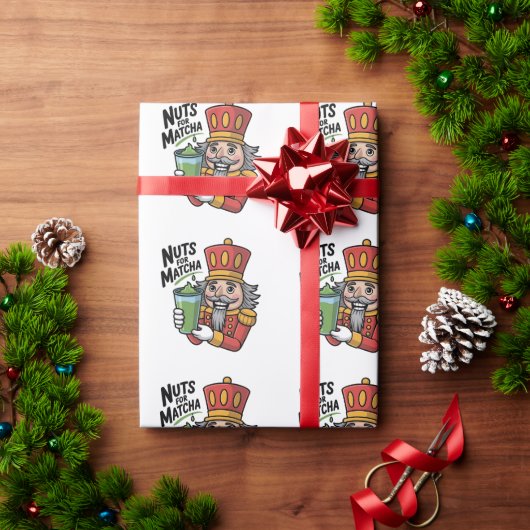 Nutcracker Holding Matcha Latte Grappige Noten Voo Cadeaupapier (Feestdagen Geschenken)