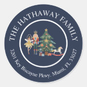 Nutcracker Holiday Crest Retouradreslabel Ronde Sticker (Voorkant)